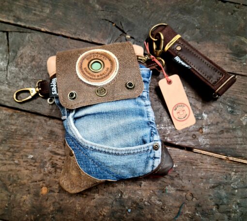 Heuptas tweezijdig jeans/vintage rood streep