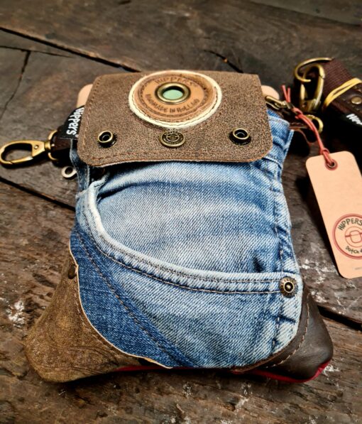 Heuptas tweezijdig jeans/vintage rood streep - Afbeelding 2