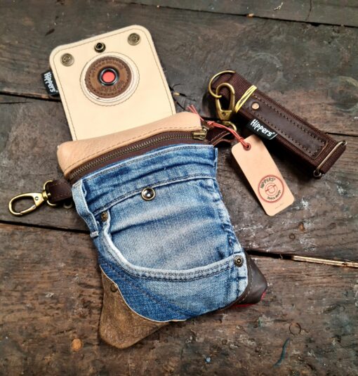 Heuptas tweezijdig jeans/vintage rood streep - Afbeelding 3