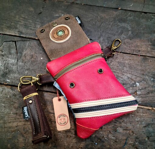 Heuptas tweezijdig jeans/vintage rood streep - Afbeelding 4