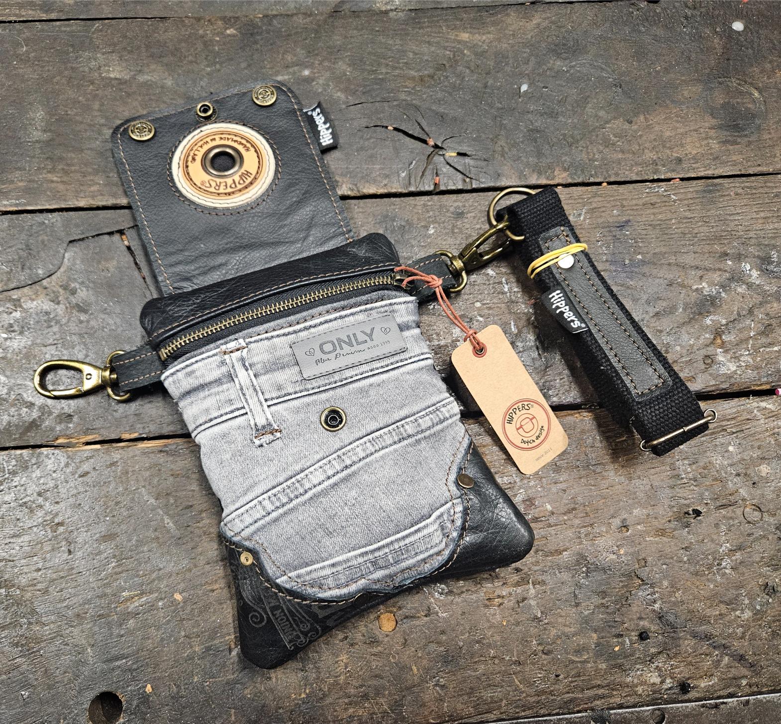 Hippers heuptas 2-zijdig jeans grijs/ zwart - Afbeelding 2