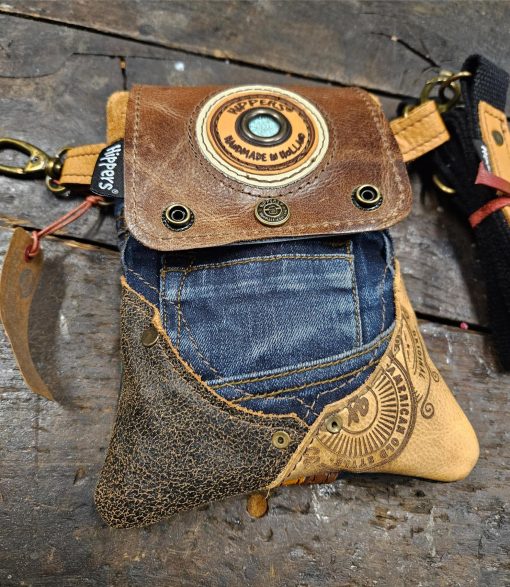 Hippers heuptas 2-zijdig jeans /petrol vintage stripes - Afbeelding 3