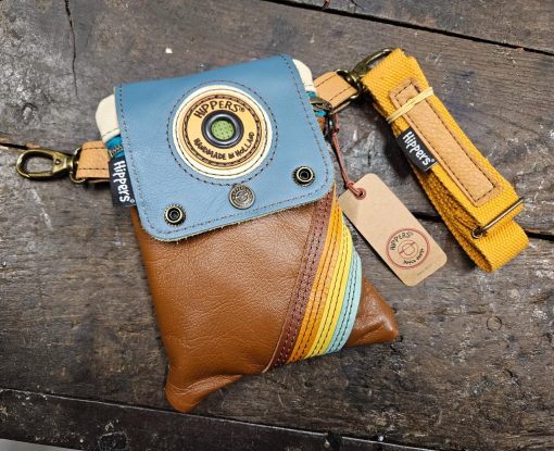 Dubbele Hippers Heuptas vintage bruin/aqua striping