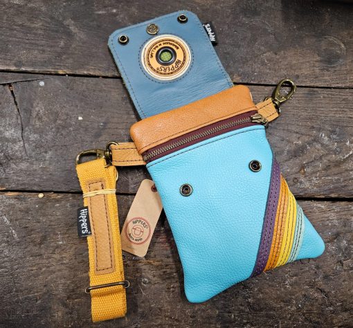 Dubbele Hippers Heuptas vintage bruin/aqua striping - Afbeelding 4