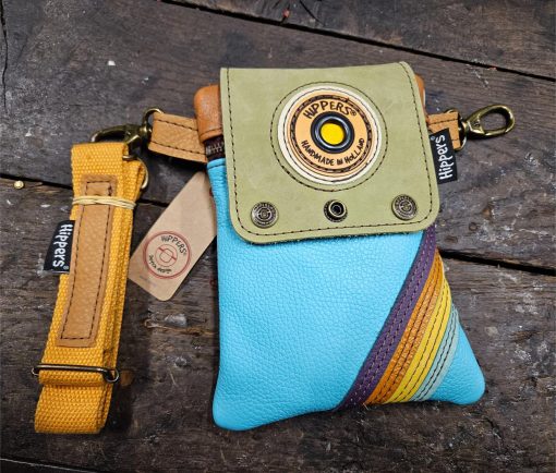 Dubbele Hippers Heuptas vintage bruin/aqua striping - Afbeelding 5