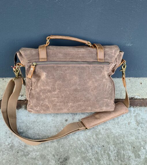 Raw Vintage schoudertas laptoptas leer/canvas bruin - Afbeelding 9