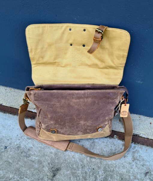 Raw Vintage schoudertas laptoptas leer/canvas bruin - Afbeelding 10