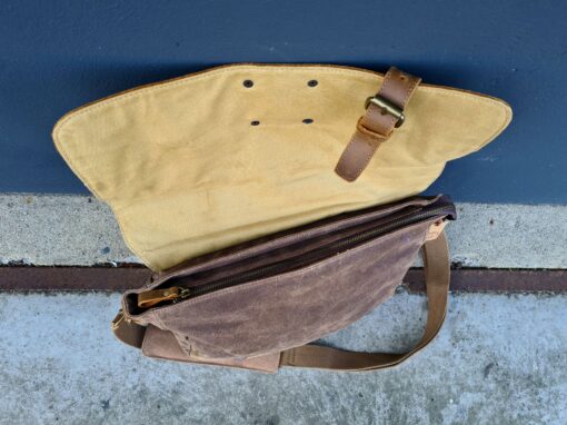 Raw Vintage schoudertas laptoptas leer/canvas bruin - Afbeelding 11