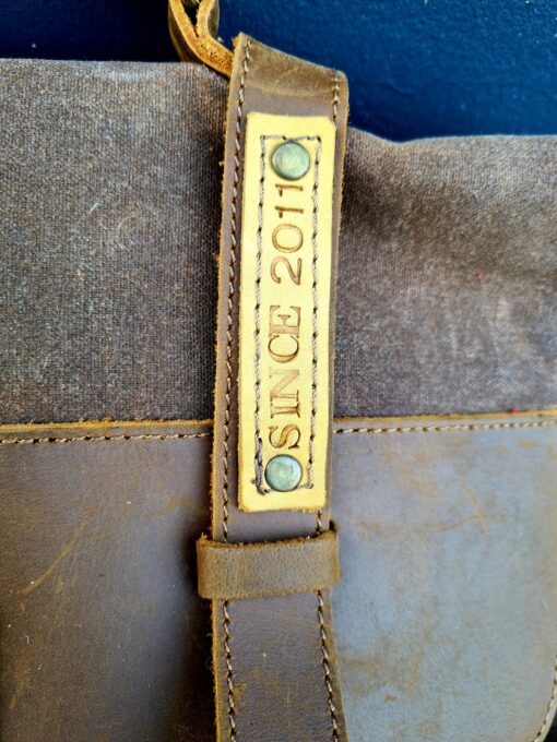 Raw Vintage schoudertas laptoptas leer/canvas bruin - Afbeelding 3