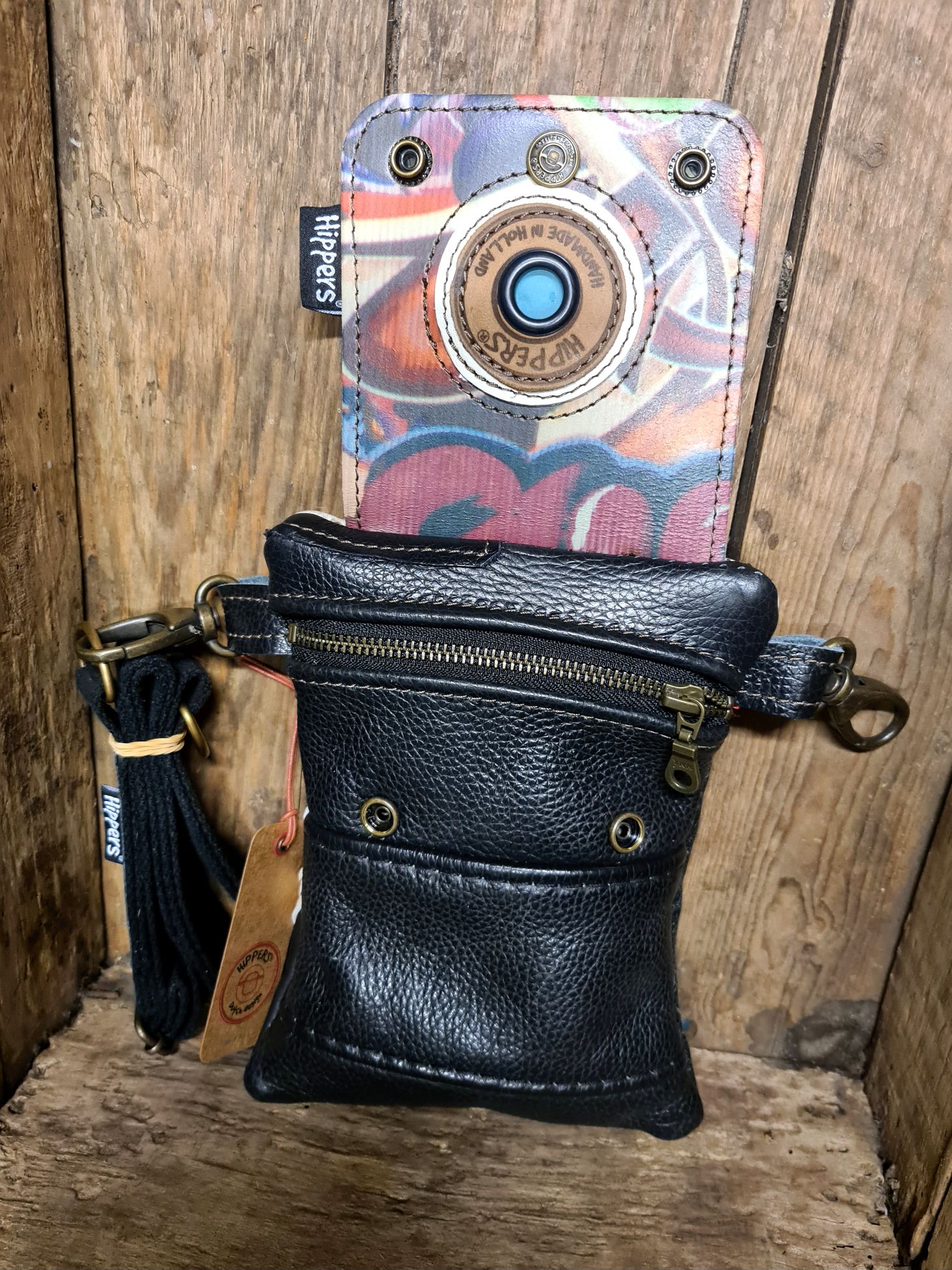 Dubbele Heuptas bruin zwart 2-zijdig graffiti - Afbeelding 4