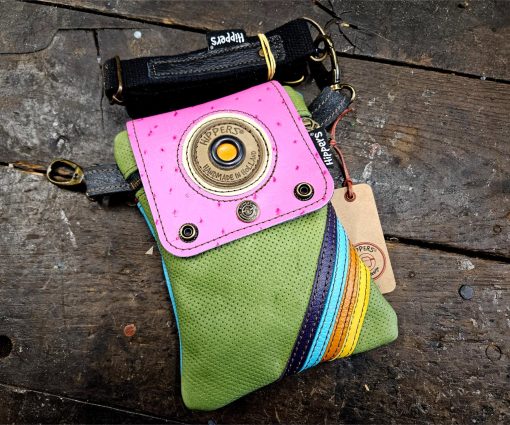 Dubbele Hippers Heuptas groen roze stripes/turquoise paars