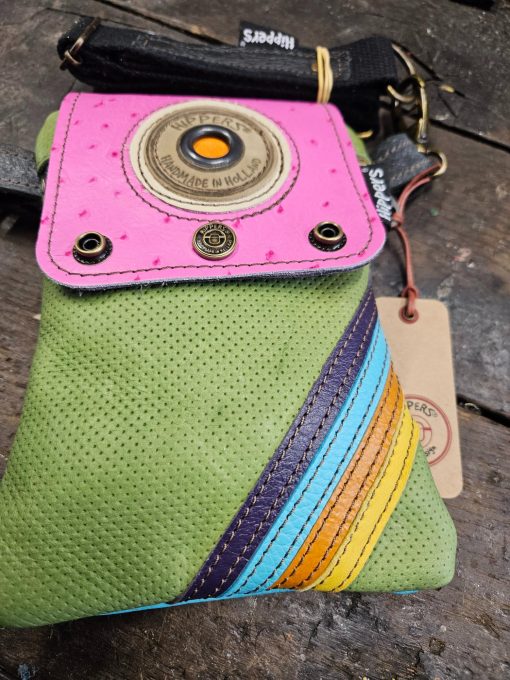 Dubbele Hippers Heuptas groen roze stripes/turquoise paars - Afbeelding 2