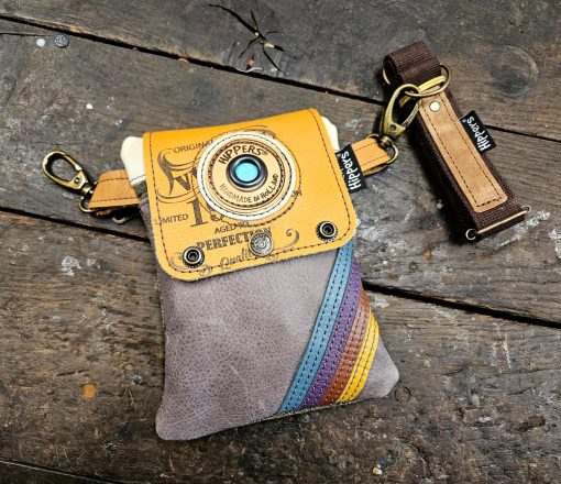 Dubbele Hippers Heuptas vintage paars striping /bruin ruw