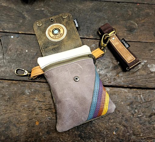 Dubbele Hippers Heuptas vintage paars striping /bruin ruw - Afbeelding 4