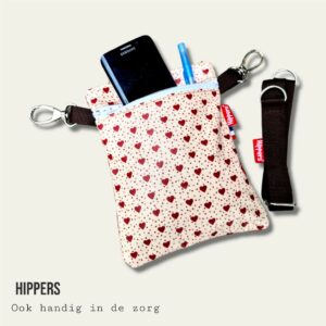 Heuptas zorgtasje zorg 2-zijdig Heuptas zeil hart/ rood incl. riemkoord