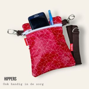 Heuptas zorgtasje zorg 2-zijdig Heuptasje zeil 2-zijdig rood/hart incl. riemkoord